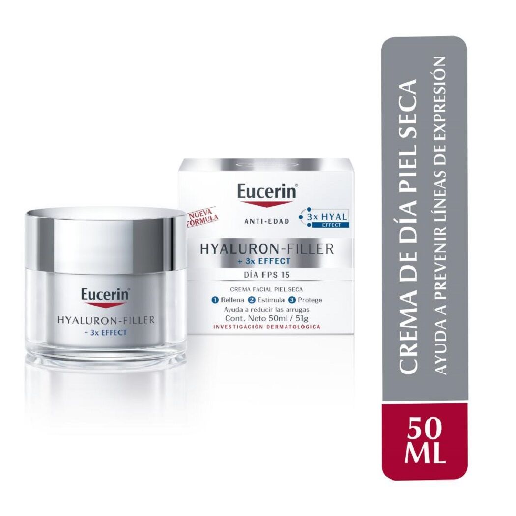 Eucerin HYALURON-FILLER Crema Facial de Día Piel Seca Antiarrugas FPS15 50 ml