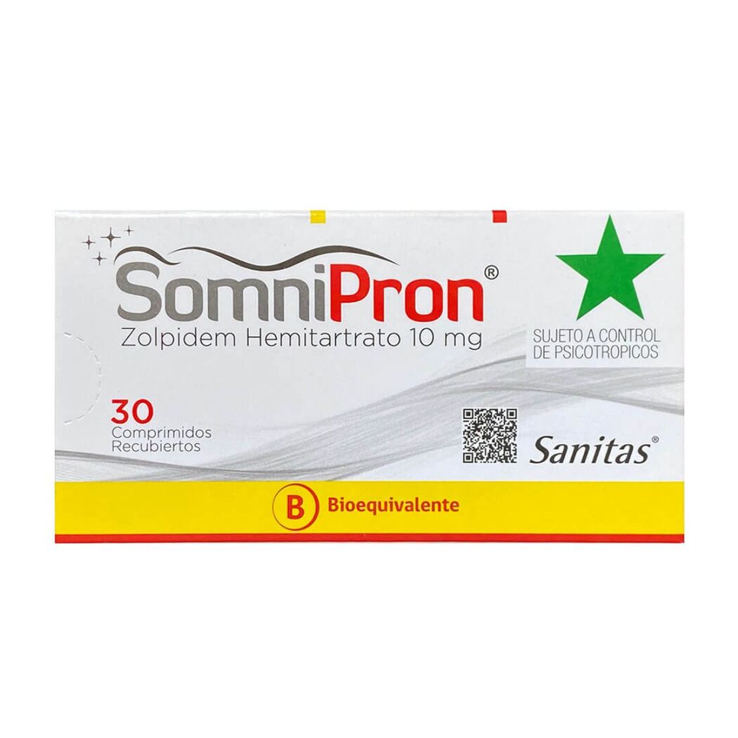 Somnipron (B) Zolpidem 10mg 30 Comprimidos Recubiertos