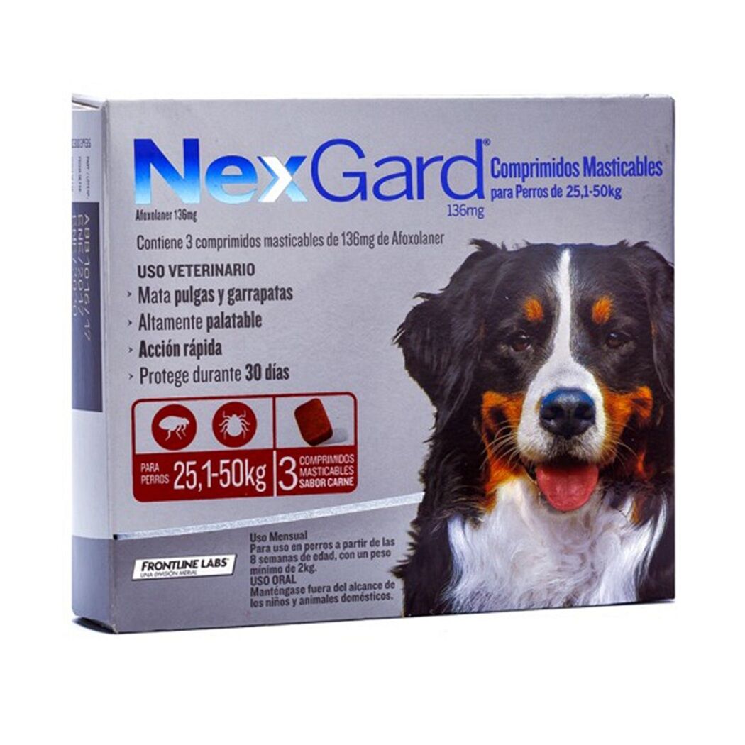 Nexgard 136mg de 25.1-50kg 3 Comprimidos Masticables