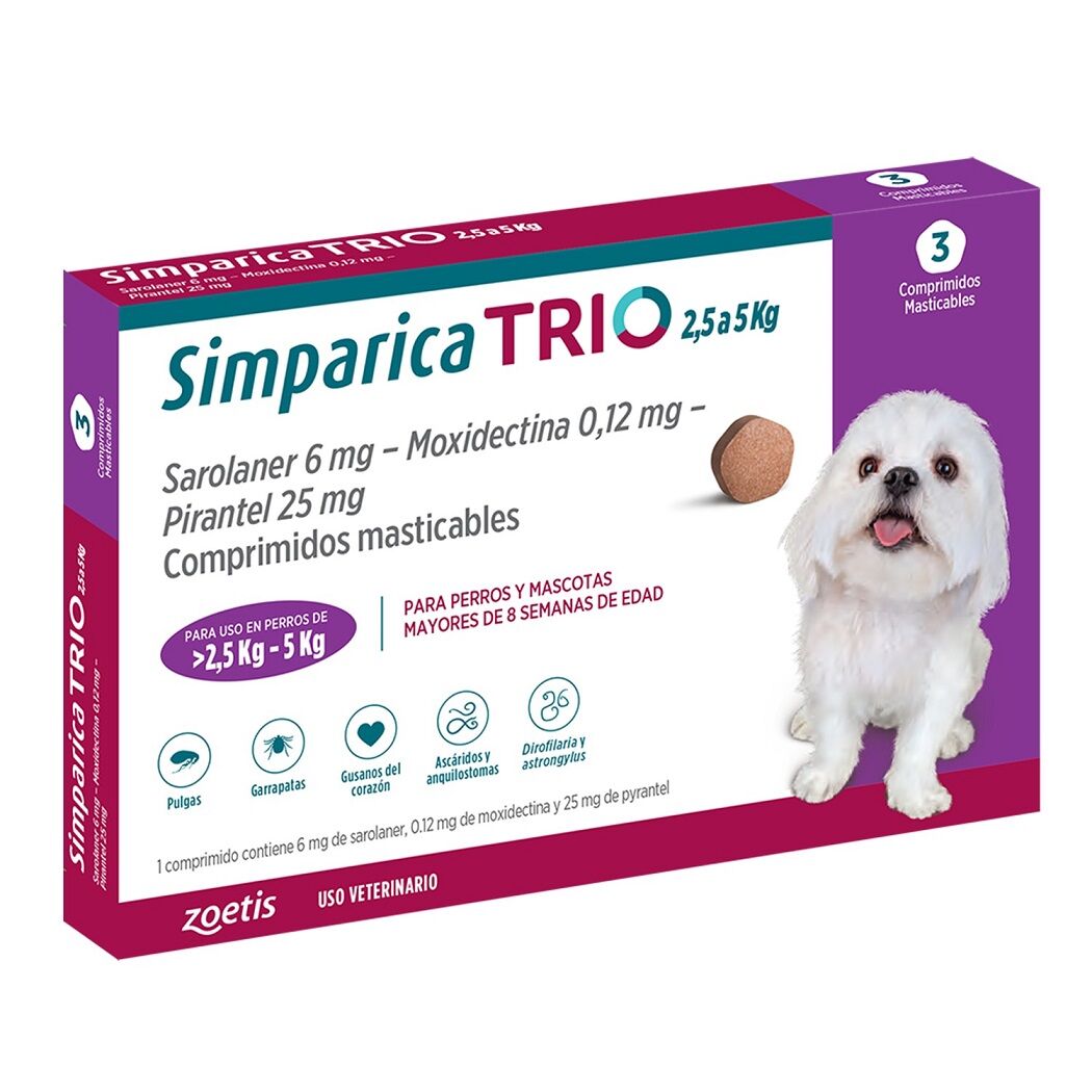 Simparica Trio 2,5-5kg 3 Comprimidos Masticables