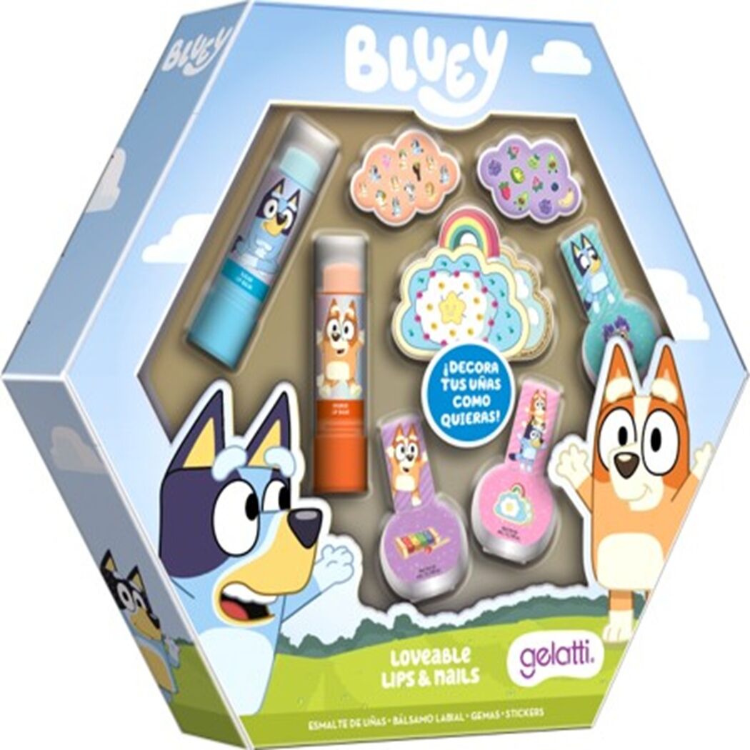 Gelatti Bluey 3 Esmaltes + Lip Balm + Gemas + Stickers