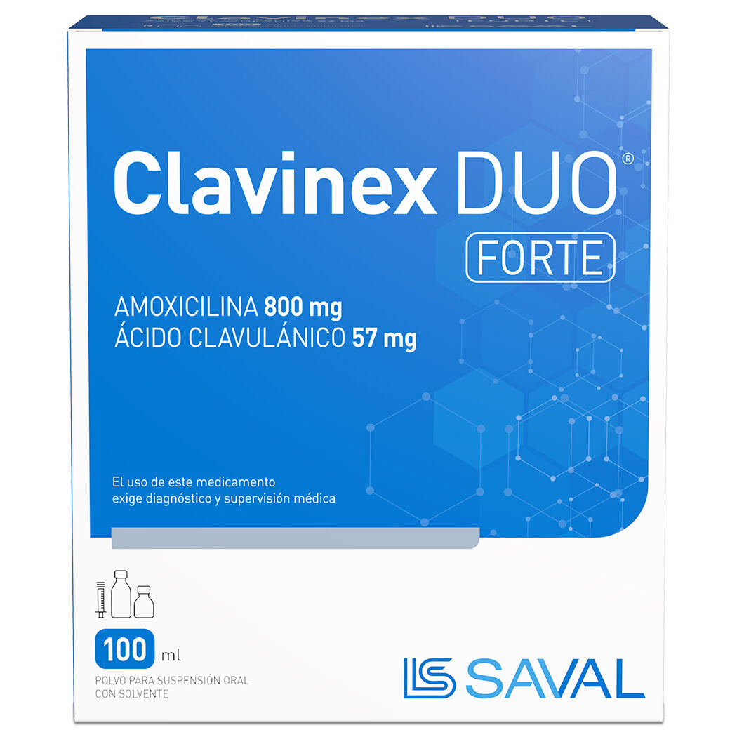 Clavinex Duo Forte Amoxicilina / Ácido Clavulánico 800/57 Suspensión Oral 100ml