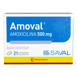 Amoval (B) Amoxicilina 500mg 21 Comprimidos Recubiertos