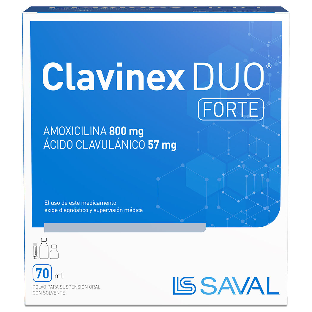 Clavinex Duo Forte Amoxicilina / Ácido Clavulánico Suspensión Oral 70ml