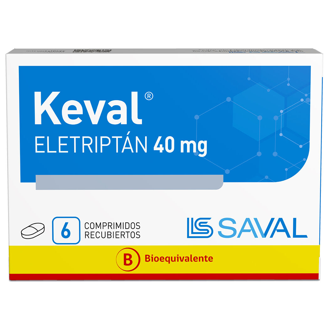 Keval Eletriptán 40mg 6 Comprimidos Recubiertos
