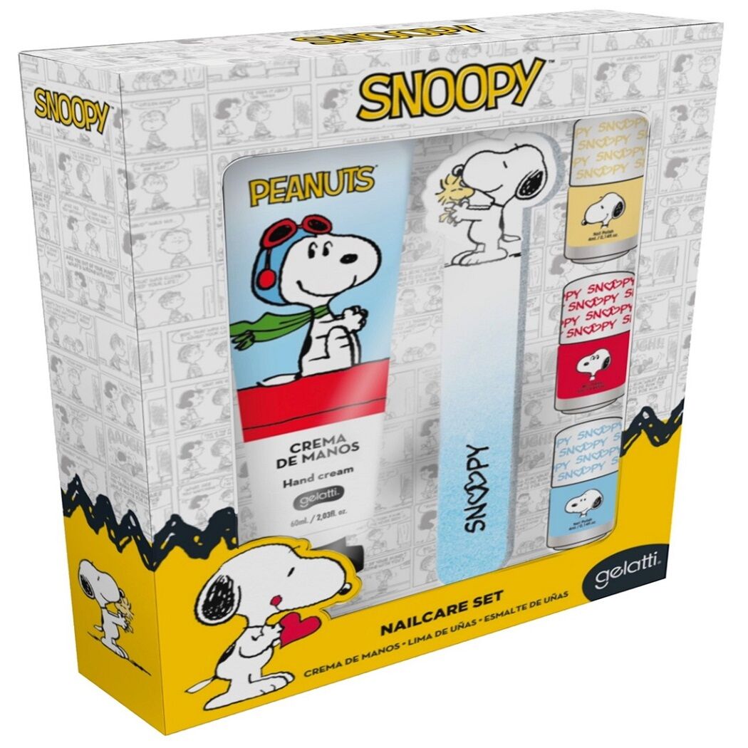 Set Manos Mujer 3 Esmaltes + Crema Manos + Lima Snoopy Gelatti