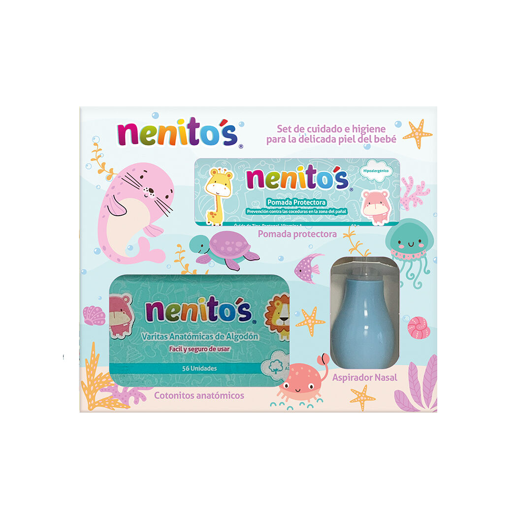 Pack Nenitos Aspirador Nasal + Pomada Protectora + Cotonitos Anatómicos
