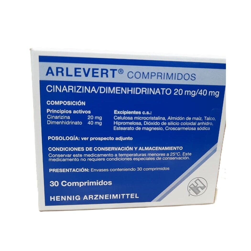 Arlevert 20/40 Cinarizina / Dimenhidrinato 30 Comprimidos