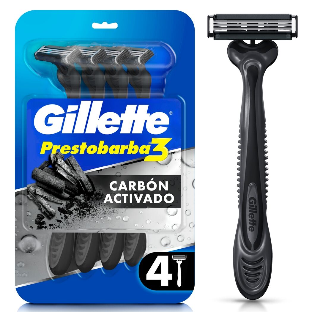 Máquina de Afeitar Gillette Prestobarba 3 Carbono 4 Unidades