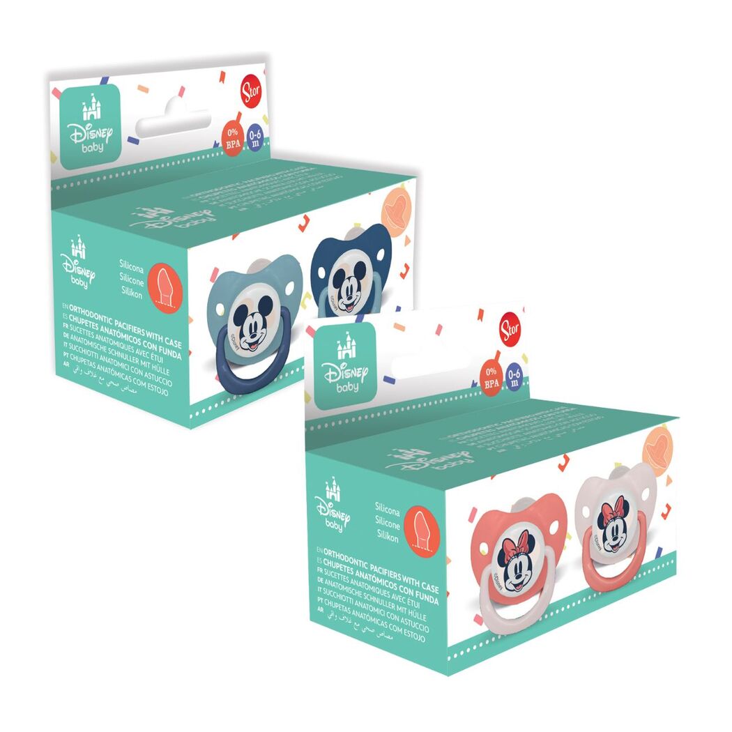 2 chupetes de entretención silicona 0M+ surtidos