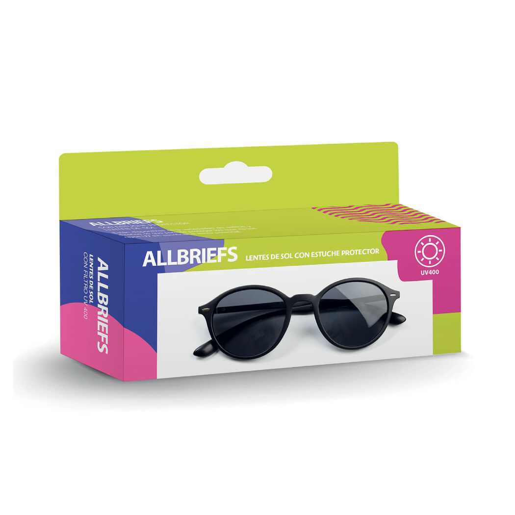 Allbriefs Lentes De Sol Modelo Redondo Negro