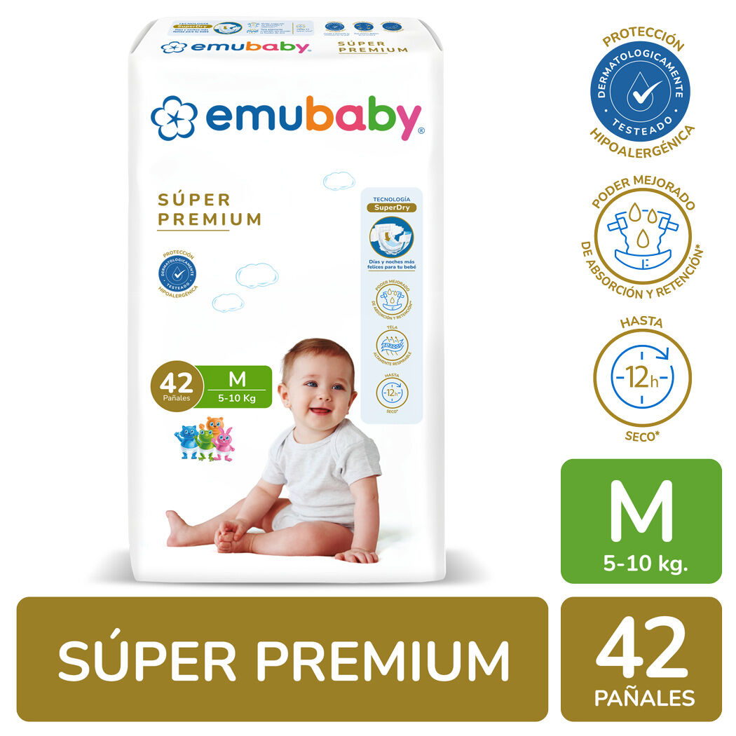 Pañal Desechable EMUBABY Premium Talla M 42 Unidades