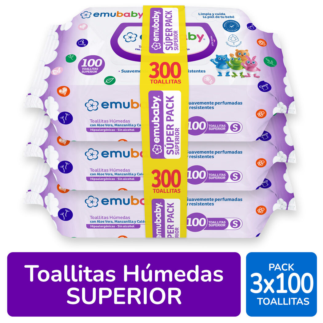 Emuwipes Tripack de Toallas Húmedas para Bebé Superior