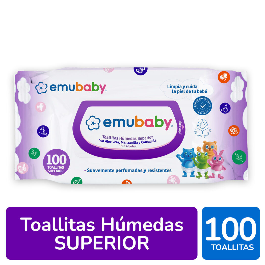 Emuwipes Toallitas Húmedas Emu Baby Superior para Bebé 100 Unidades