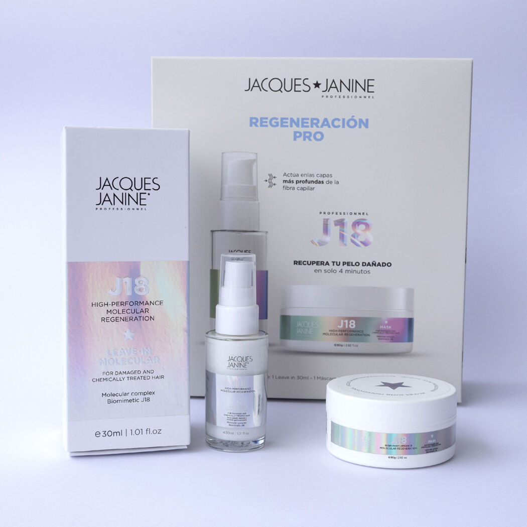 Set Regalable Jacques Janine J18 Tratamiento Regeneración Molecular Capilar Intensiva Pasos 2 y 4 (Mascarilla + Leave in)