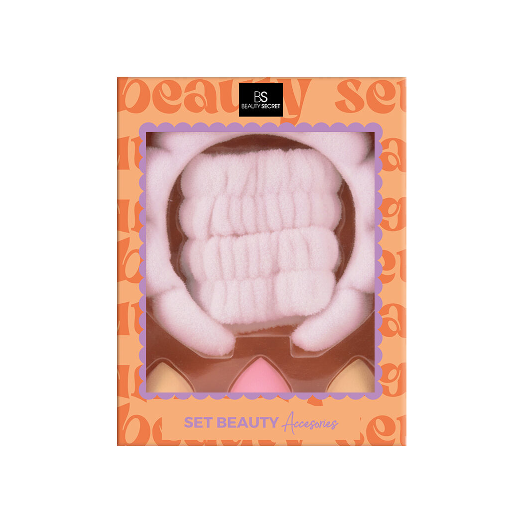 BS Beauty Secret Coral Headband 1 + Fleece Hair Band 2 + Sponges 3