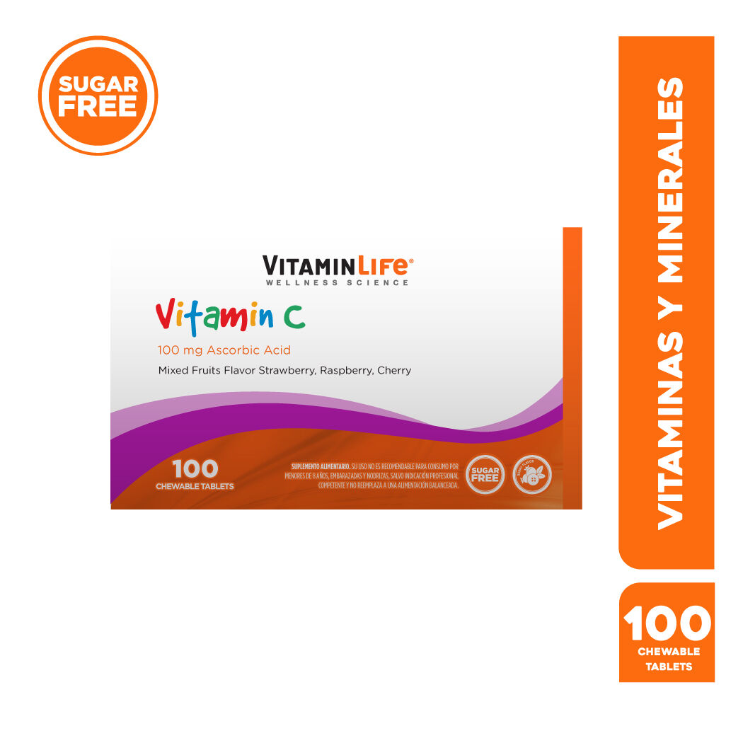 VitaminLife Vitamina C 100mg Frutos Rojos 100 Comprimidos Masticables