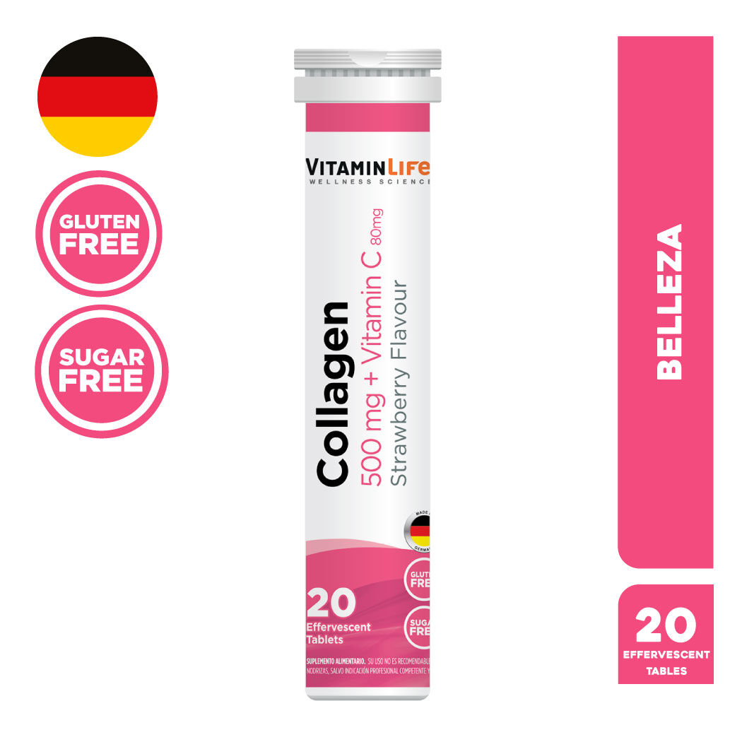 Collagen 500mg y Vitamina C 80mg 20 Tabletas Efervescentes