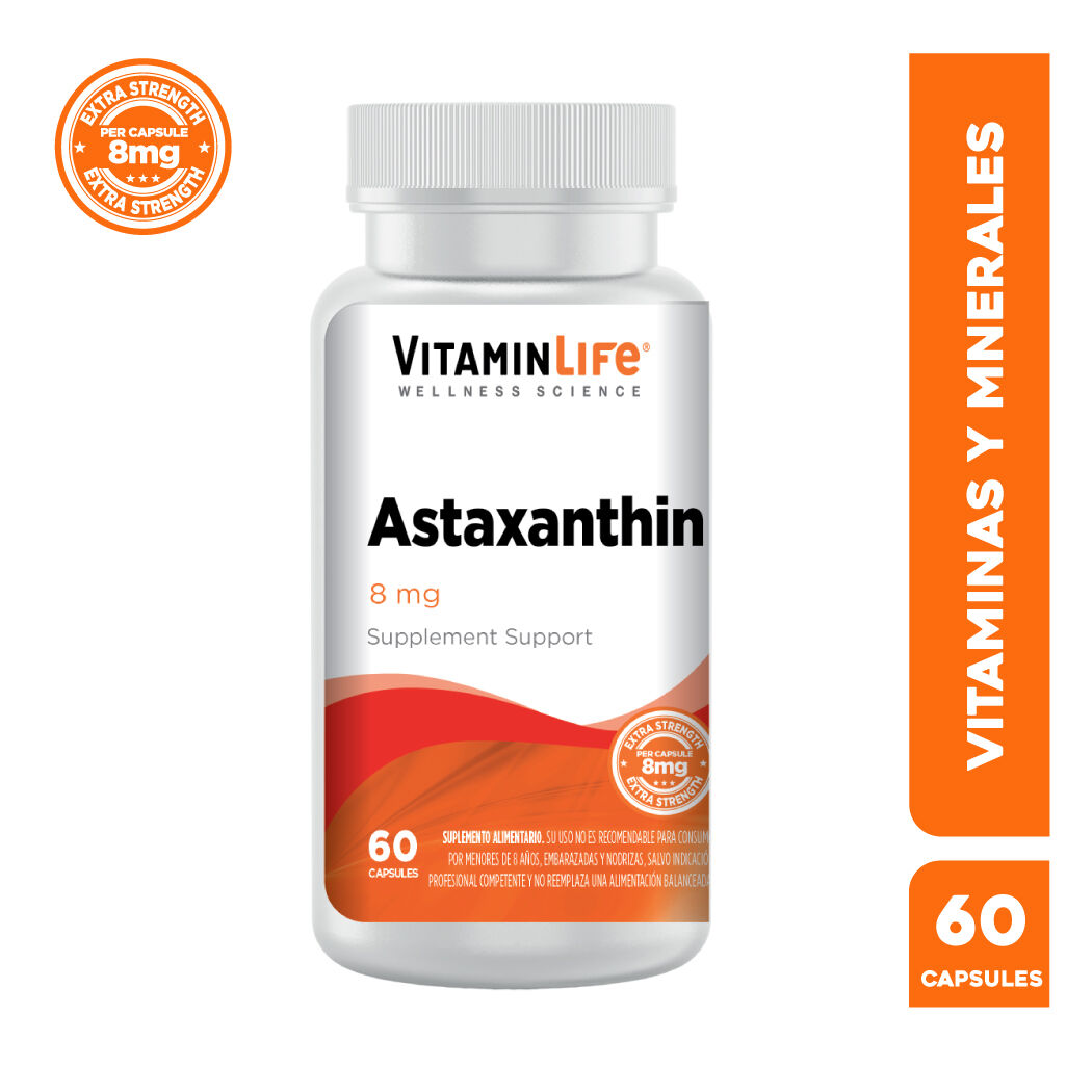Suplemento Alimentario Astaxanthin VitaminLife 8mg 60 Cápsulas