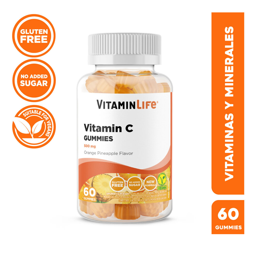 VitaminLife Vitamin C 500mg en Gomitas Sabor Naranja 60 Gummies