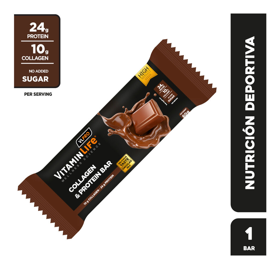VitaminLife Barras de Proteína + Colágeno Sabor Chocolate
