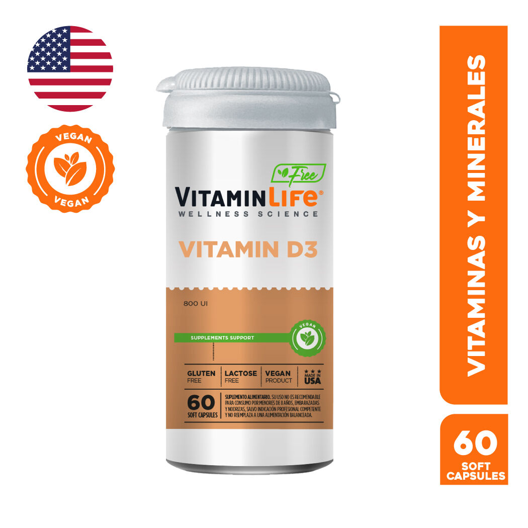 VitaminLife Vitamin D 800 UI Vegan 60 Cápsulas