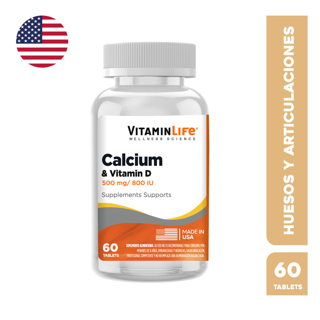 VitaminLife Calcium 500 & Vitamin D 800 60 Cápsulas