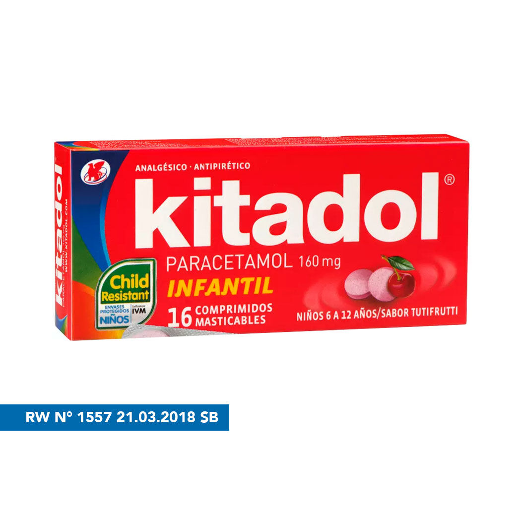 Kitadol Parcetamol Infantil 16 Comprimidos Masticables