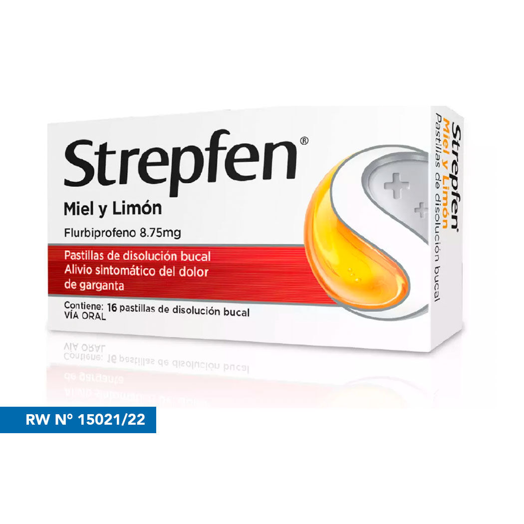 Strepfen Flurbiprofeno 8.75mg Miel y Limón 16 Comprimidos