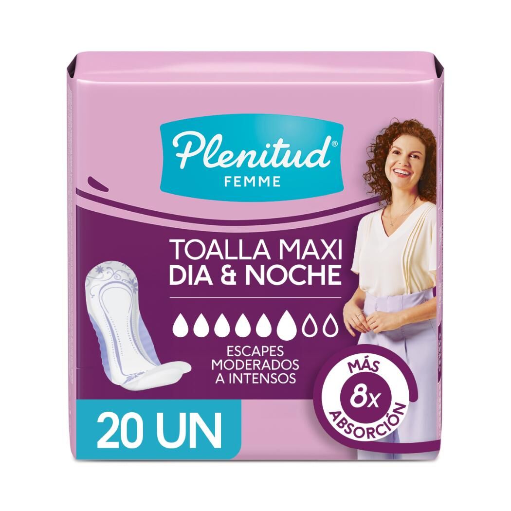 Toallas Plenitud Femme Maxi Larga 20 Unidades