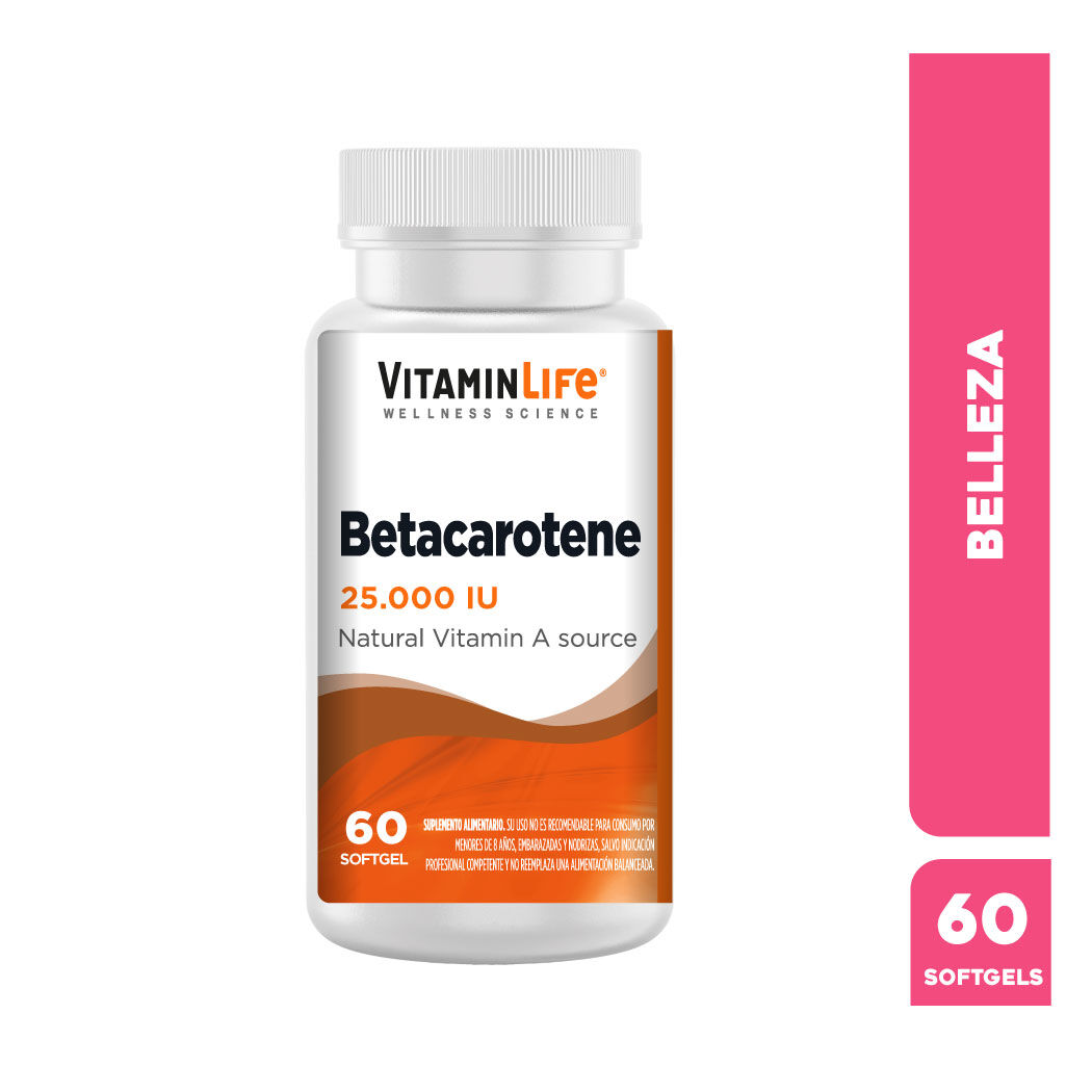 VitaminLife Betacaroteno 25000UI 60 Cápsulas