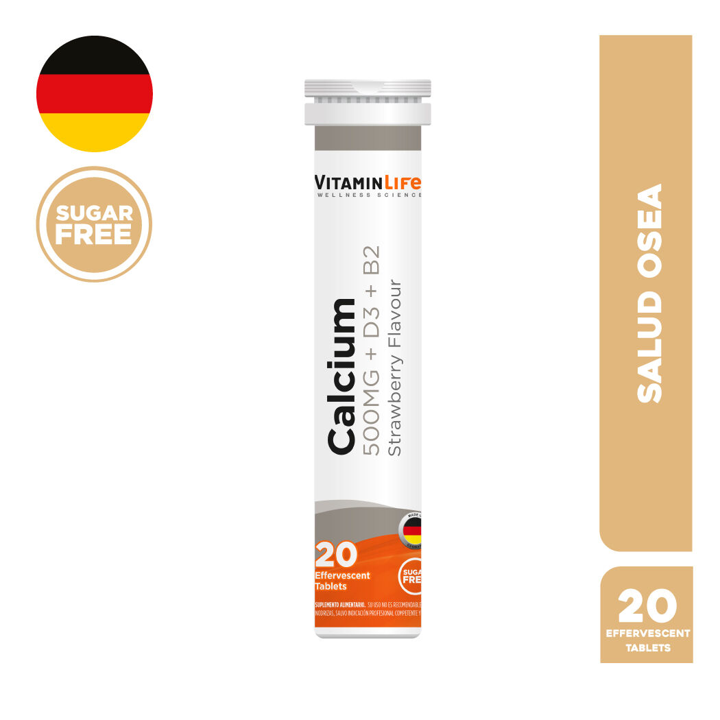Calcio + Vitamina D VitaminLife 20 Tabletas Efervescentes 20un