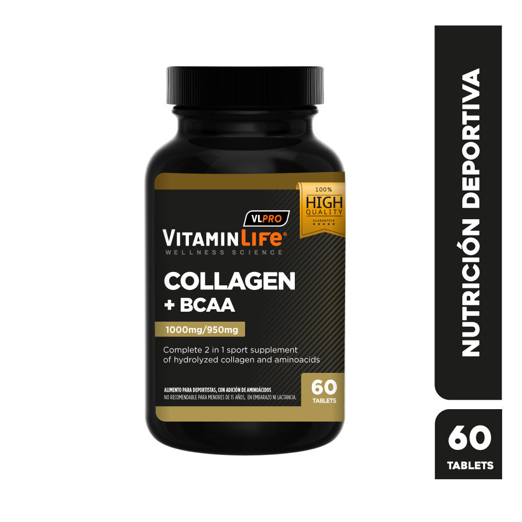 VitaminLife Colágeno + BCAA 60 Tabletas