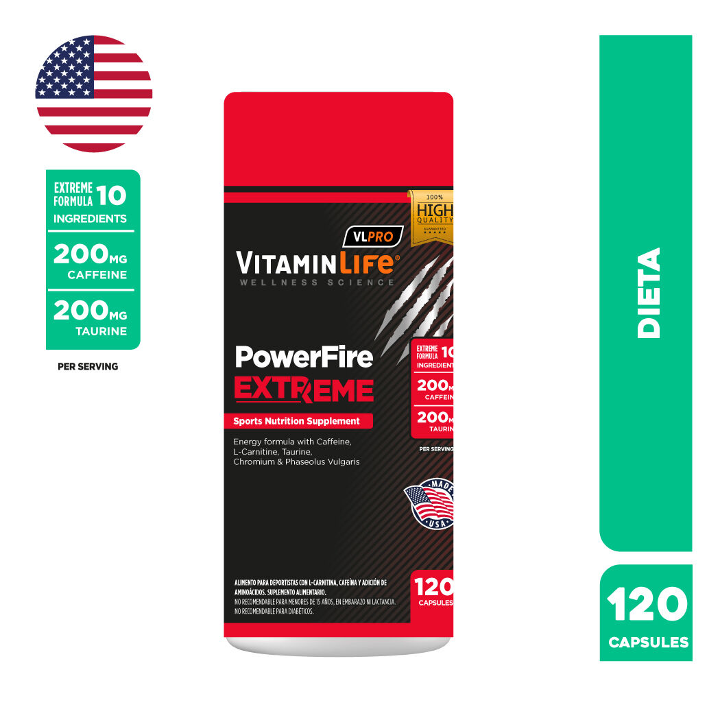 VitaminLife Powerfire Extreme para más Energía 120 Cápsulas
