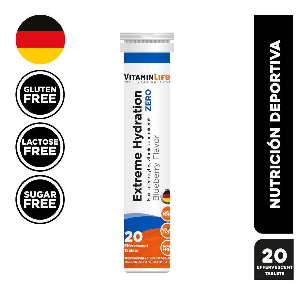 VitaminLife Extreme Hydration Zero Blueberry 20 Tabletas Efervescentes