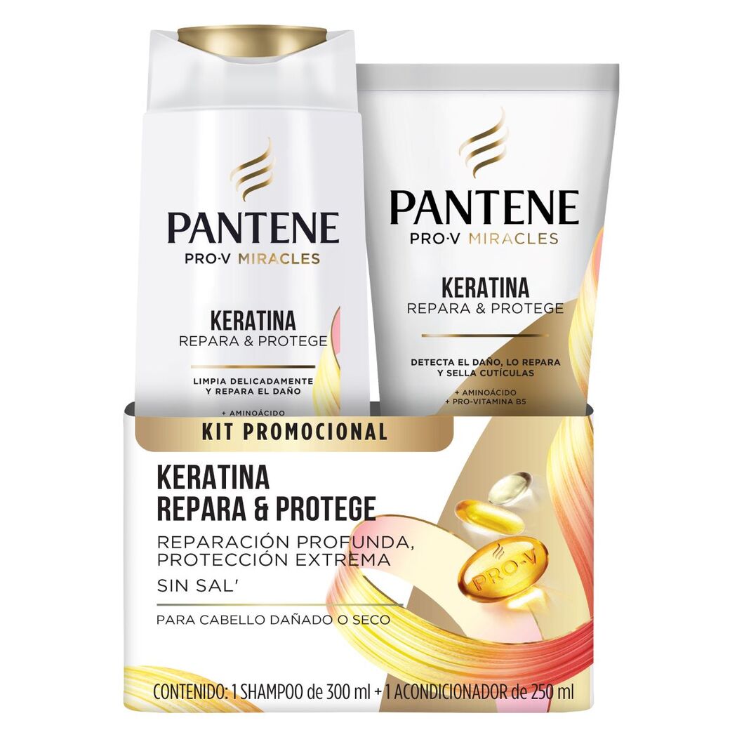 Pantene Keratina Shampoo 300ml + Acondicionador 250ml