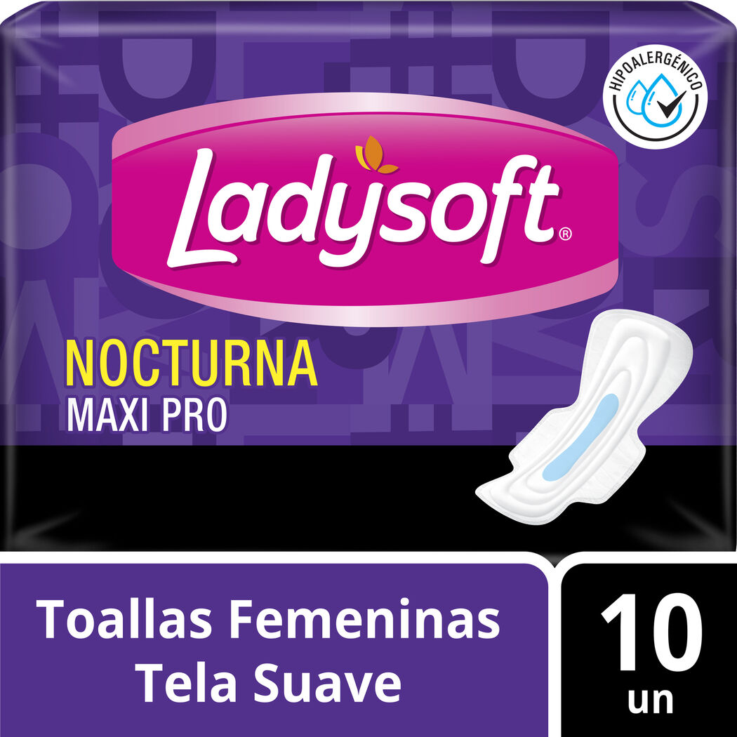 Toallas Femeninas Ladysoft Nocturna Normal Maxi Pro 10 Unidades