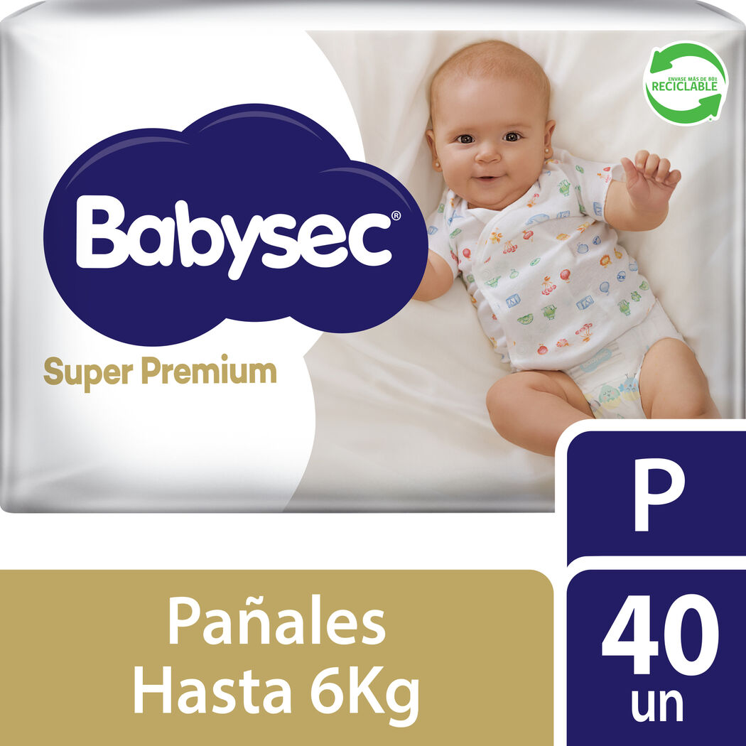 Pañales Babysec Super Premium Confort Care Talla P 40 Unidades