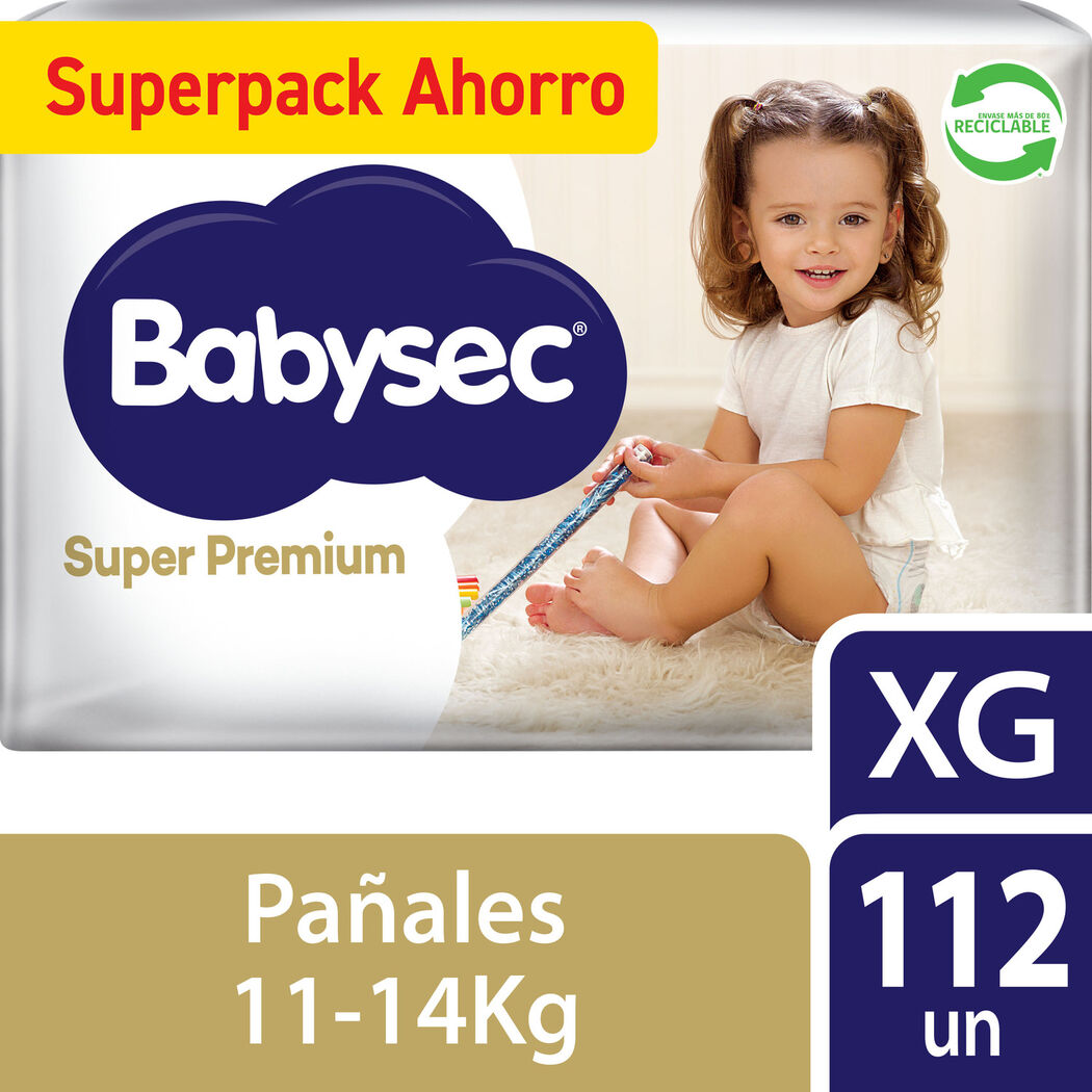 Pañales De Bebé Babysec Super Premium 112 Unidades XG