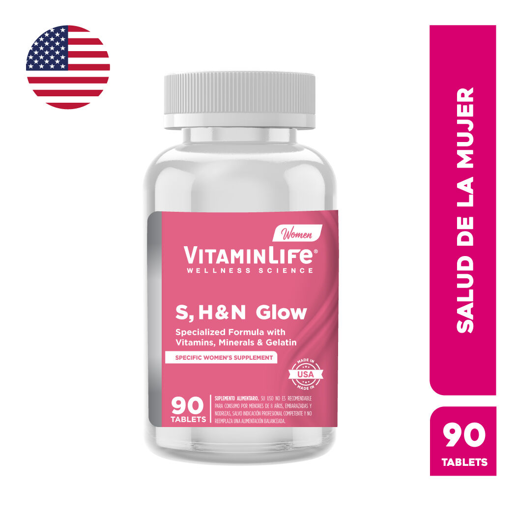 VitaminLife S, H & N Glow 90 Tabletas