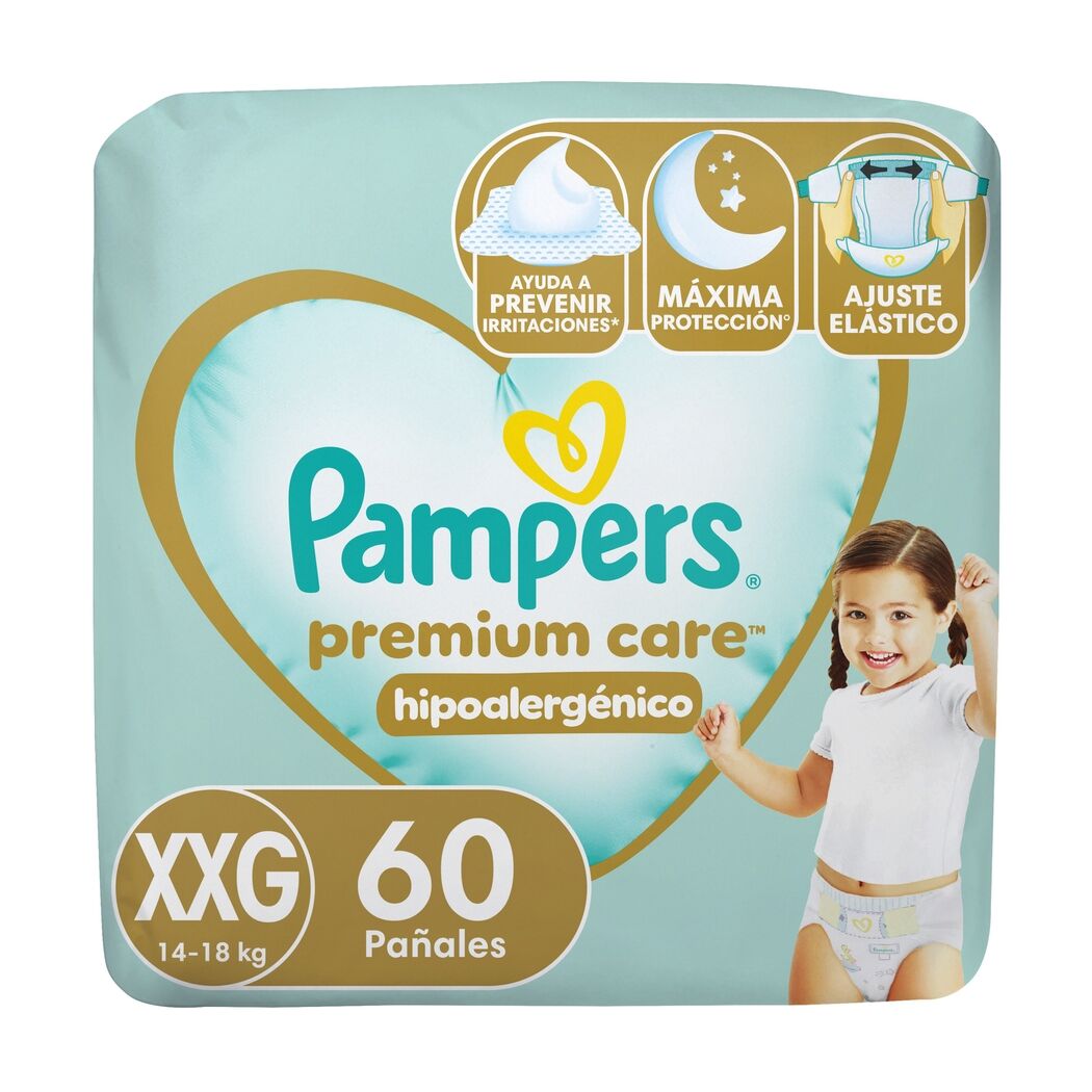 Pañales Pampers Premium Care Talla XXG 60 Unidades