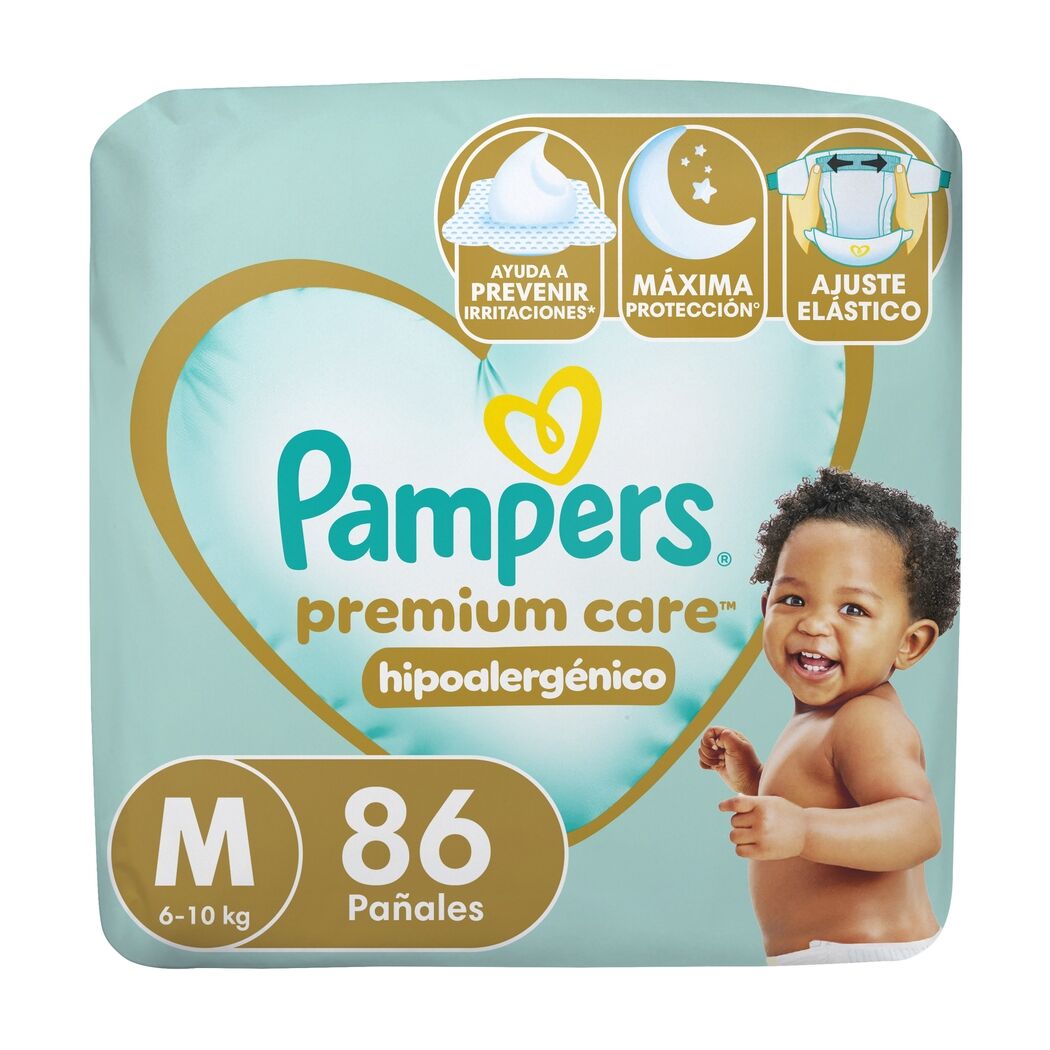 Pañales Pampers Premium Care Hipoalergénico Talla M 86 Unidades