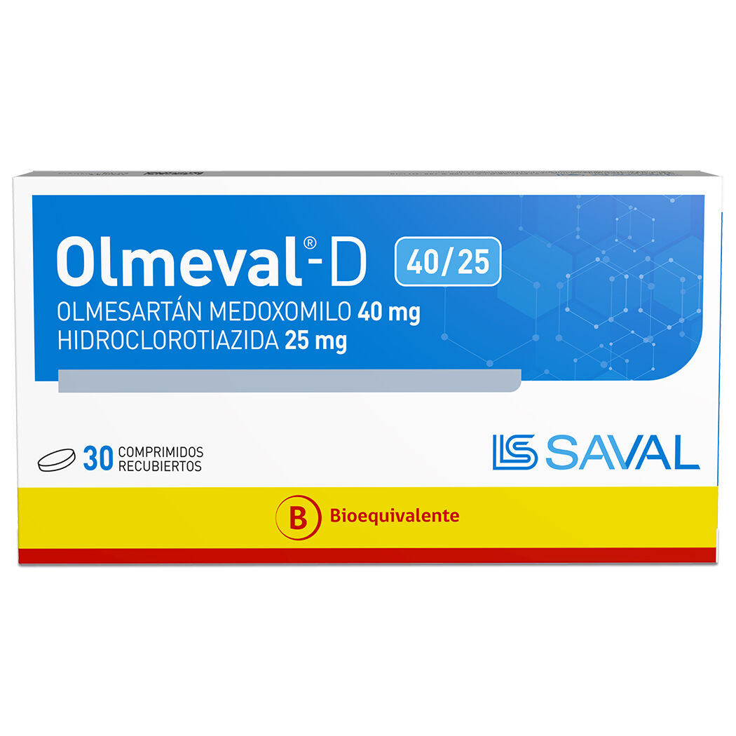 Olmeval D (B) 40/25 Olmesartán / Hidroclorotiazida 30 Comprimidos Recubiertos