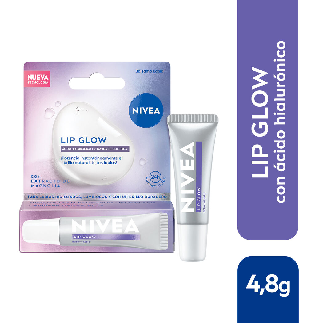 NIVEA Bálsamo Labial Lip Glow Magnolia con Ácido Hialurónico 10ml