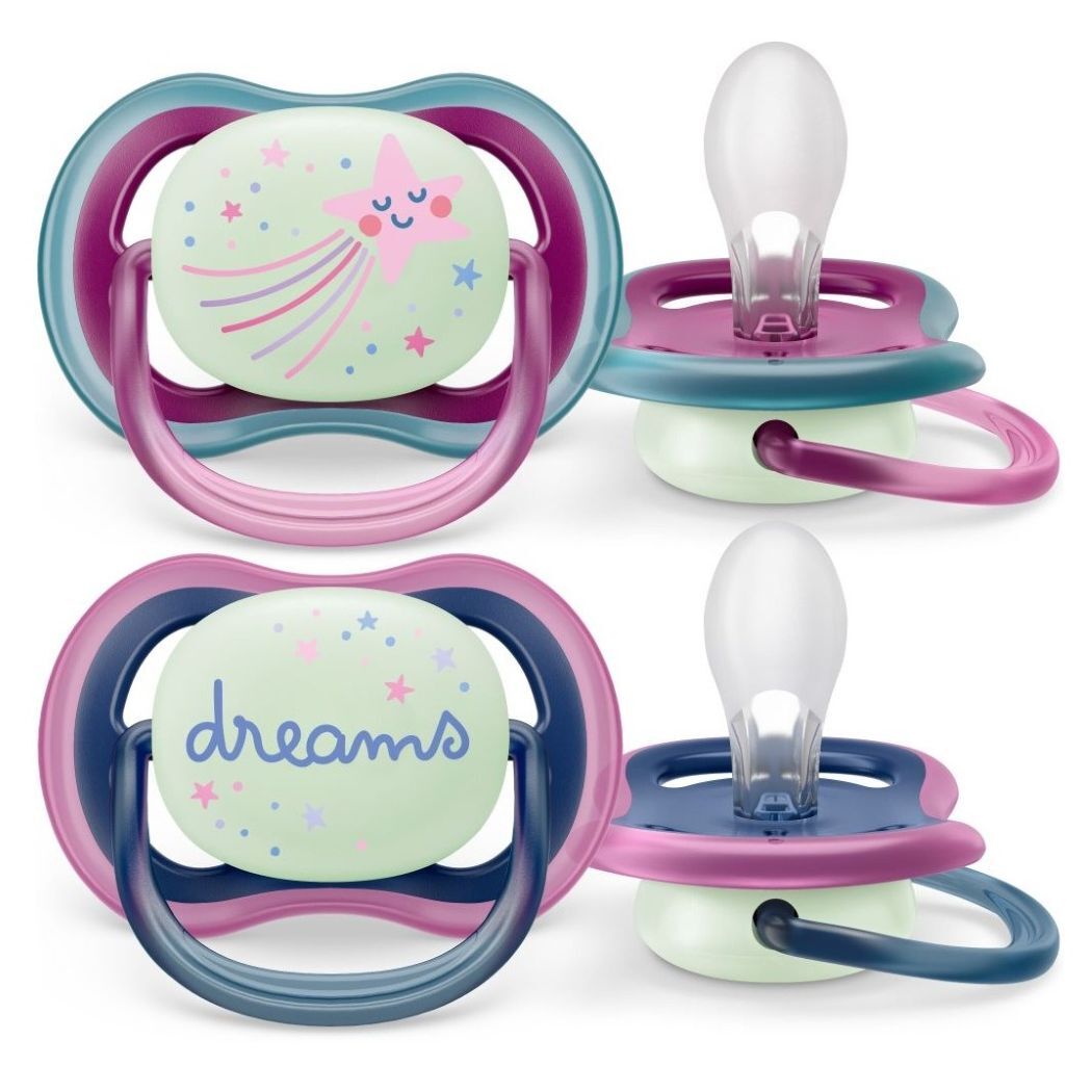 Chupete Avent Ultra Air Nocturno 6-18m SCF376/14 rosa