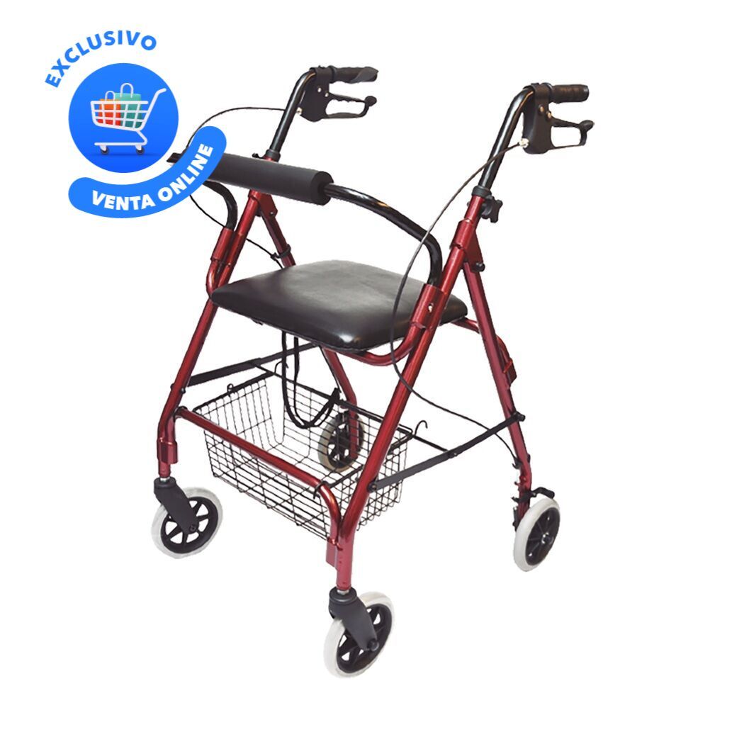 Andador de paseo aluminio Plegable Silla 4 ruedas 6"