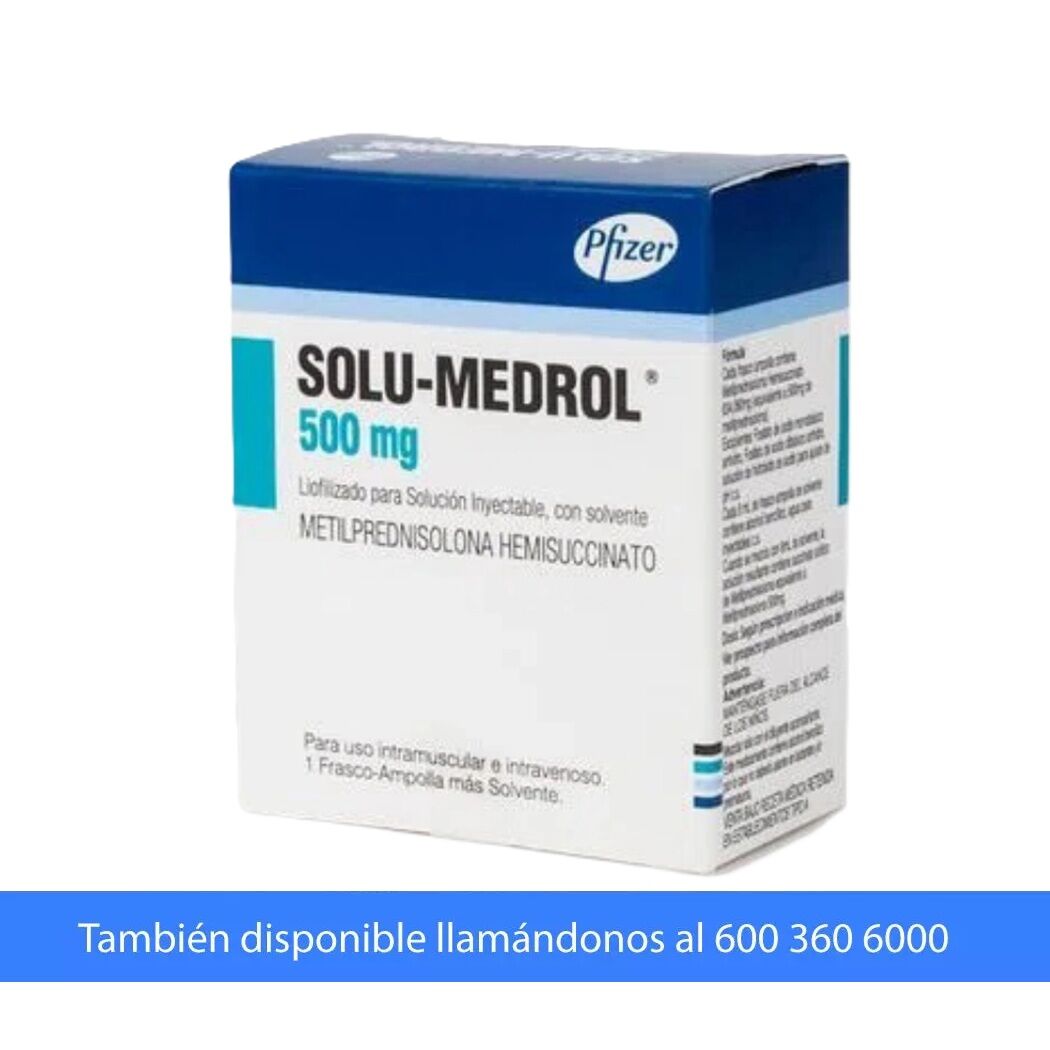 Solu-Medrol Metilprednisolona 500mg Inyectable 1 Ampolla