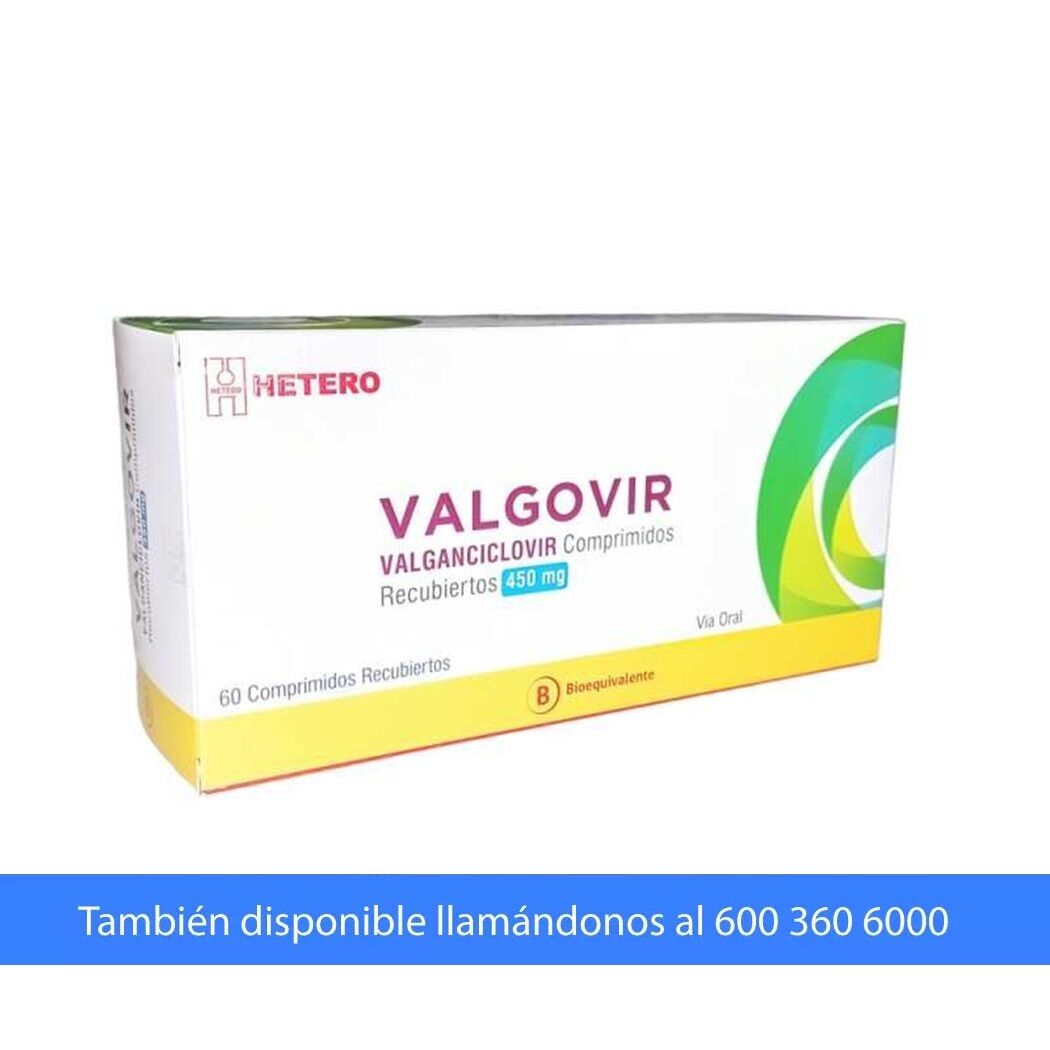 Valgovir (B) Valganciclovir 450mg 60 Comprimidos Recubiertos