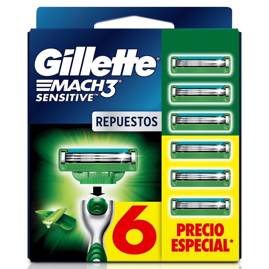 Gillette Repuesto Mach3 Sensitive 6 Unidades