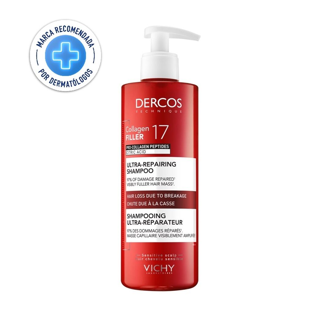 Dercos Collagen 17 Filler Ultra reparador Shampoo 400ml